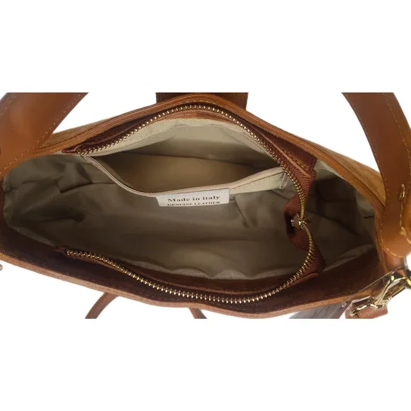 Charlie Leather Stazalina Rich Cognac/Brown Small Handbag & Crossbody - NWT - Picture 7 of 12